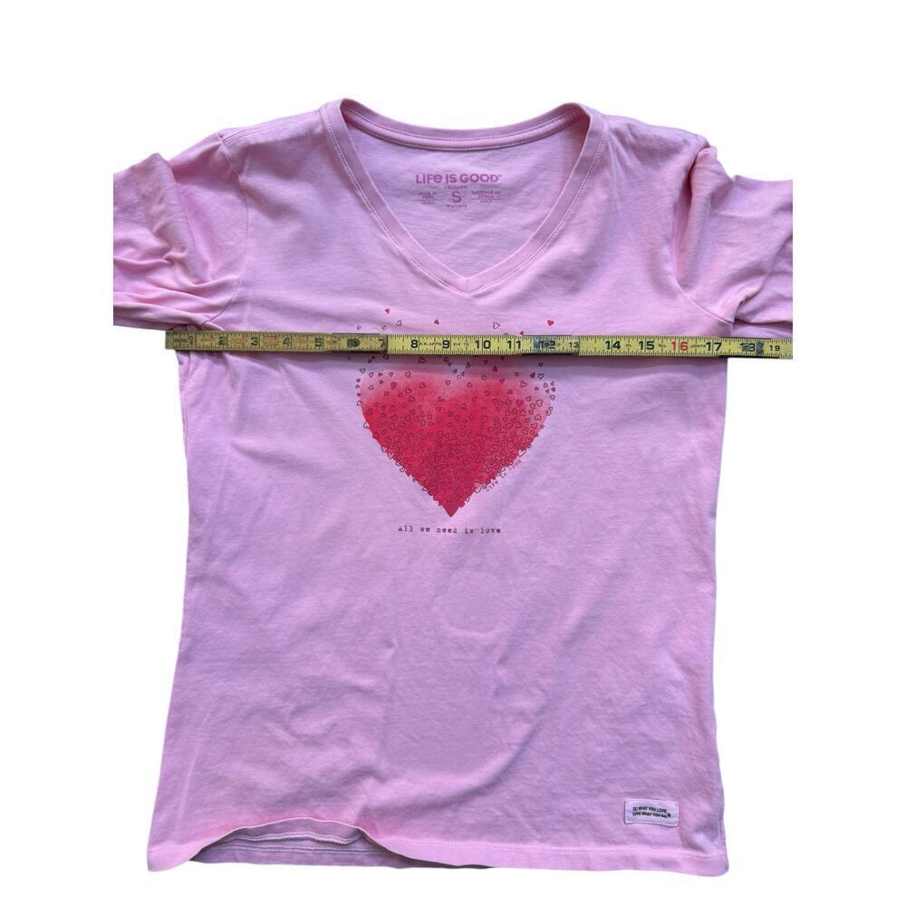 Life Is Good Women's Scattered Hearts Long Sleeve Crusher Vee Tee Size Small - Picture 4 of 5